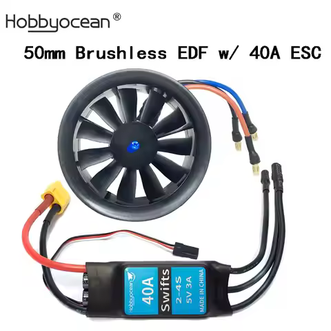 Hobbyocean 40A 50A ESC 50mm EDF Duct Fan 4900KV 4300KV 11 Propeller Brushless Motor Rc Jet Airplane 