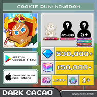 ไอดี Cookie Run: Kingdom (Dark Cacao) - 530000+ Crystals + Mystic Flour Cookie + สุ่มคุกกี้ต่างๆ