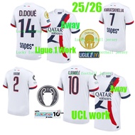 25/26 PSG O.DEMBELE soccer clothes 25/26 pa-ris-Away Jerseys D.DOUE KVARATSKHELIA O.DEMBELE HAKIMI V