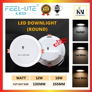 FEEL LITE LED DOWNLIGHT With Sirim Approval Home Living Plaster Ceiling Light 12W/18W 3 Colour Downl