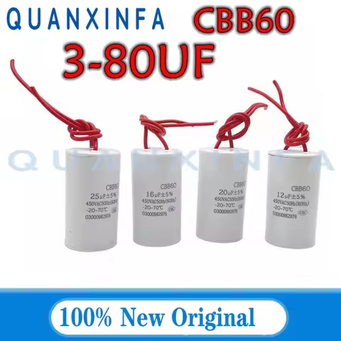 CBB60 450V AC Starting Capacitor 5% 3/4/5/6/8/10/12/14/15/16/18/20/25/30/40/45/50/60UF for Washing M