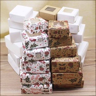 Paper gift Christmas box with printing 20pcs 9x9x4cm / 8x8x4cm gift box with marbled window packagin