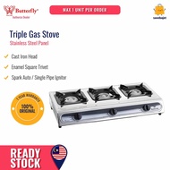 Butterfly Dapur Gas 3 Pembakar Triple Burner Gas Stove BGC-3011L