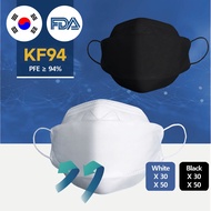 LMY 30P/50P ■ KF94 4ply Face Mask ■ FDA &amp; KFDA Approved ■ Black White ■ Individual Package ■ Made in Korea