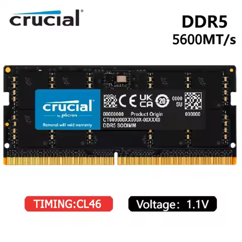 Original Crucial ram DDR5 5600MHz 16GB 32GB 24GB 48GB CL46 1.1V Laptop Memory 32GB SODIMM Notebook a