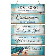 5 Pieces Vintage Wood/Acrylic Hanging Signs - "Religious Art Wall Decor Wall Hanging Signs" - Rustic