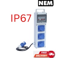 NEM CEE IP67 16A 3PIN 3WAY COMBINATION SOCKET BOX 组合插座箱IP67 / PORTABLE DISTRIBUTION BOX / 3IN1 DB BOX SOCKET