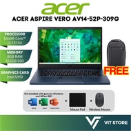 Acer Aspire Vero AV14-52P-309G Intel Core i3-1315U, 8GB, 512GB, Intel UHD, 14'' FHD, W11, H&S Laptop