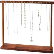 DICOSMETIC 1Pc Necklace Display Stands 18 Hooks Wood Necklace Organizer Holder 2.9x15.7x15.7 Inch Je