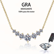 【 GRA Certificate Attached 】 1.7CT Moissanite Necklace, Fashion Smile Seven Princess Pendant S925 Pu