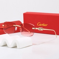 Cartier Frameless Cut-Edge Sunglasses Multicolor Gradient Lens Light Luxury Sunglasses Unique Metal 