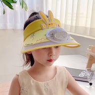 Aoduoyaya Kids Girl Boy Sunscreen Hat with Fan Empty Top Hat USB Rechargeable Cute Adjustable UV Cap