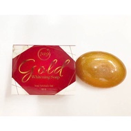 สบู่ทองคำคอลลาเจน ใช้สำหรับล้างหน้าพร้อมบำรุง  😊สบู่โกลไวท์เทนนิ่ง โซป 😊 Gold whitening soap ขนาดใหญ่จั้มโบ้  90 กรัม .