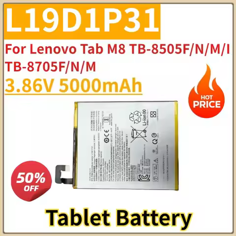 L19D1P31 Tablet Battery 3.86V 5000mAh For Lenovo Tab M8 TB-8505F/N/M/I TB-8705F/N/M Brand New High Q