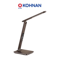 MOTOM GS1701C/GS1701A led desk lamp with electronic clock face and USB charging port, brown/blue col