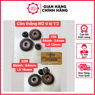 Bánh Răng Côn 90° Modun 2 : 15R + 30R. Tỉ Lệ 1:2 Thiết Kế Nhỏ Gọn Đa Năng Dễ Sử Dụng