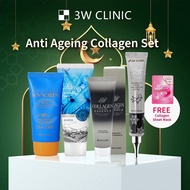 3W Clinic Collagen Set Anti-Aging Collagen Sunscreen&Cleansing FoamEssence&Collagen Eye&Cream Mask