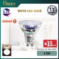 OSRAM [SET 10pcs] OSRAM GU10 LED Bulb 4.5W 827 840 865 GU10 240V LED Bulb Mentol Lampu