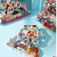 Chinese Attractions Fridge Magnet Can Rotate China Chengdu Beijing Travel Souvenir 3D City Landmark 