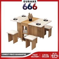 EURAKE Foldable Dining Table Set Space Save Slideable Multi-function Dining Tables With 4 Chairs