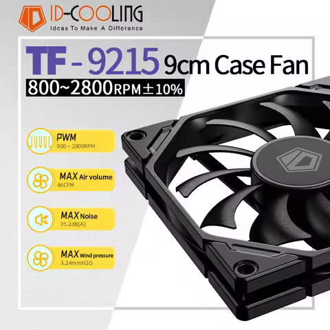 ID Cooling TF-9215 Computer PC Case Fan 9cm 12V/4Pin PWM Thickness 15mm Slim Fan 90mm CPU Cooler Qui