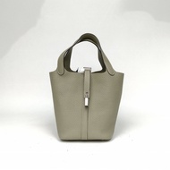 HERMES Picotin18菜籃子鼠尾草綠TC皮B刻銀扣