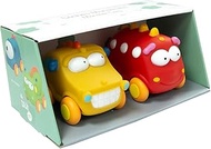 Tachan - Set of 2 soft rubber cars in two colours, yellow and red, wheels on any surface, easy and s