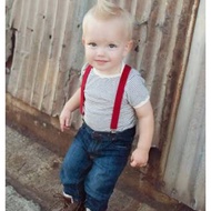 MERAH Children's red suspenders