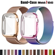 Strap+Case Suitable for Apple watch Strap iwatch Series 4 5 6 7 Official Style Milanese Magnetic Loo