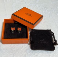 正貨Hermes Cage d’H Earrings Hermes orange 橙銀色，只穿過一次