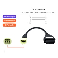 6 Pin Motorcycle OBD2 Cable Diagnostic OBD2 Scanner Adapter Connector For KAWASAKI OBD2 Socket Moto 