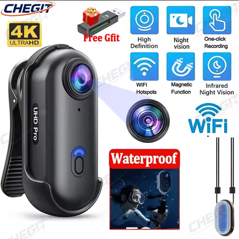 Pocket 4K WiFi Sports Camera Magnetic Mount Clip 1080P Motorcycle Bike Battery Life Waterproof Case 