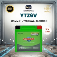 OSIMA GTZ6V Sealed Motorcycle Battery | 12V Dry Cell | YTZ6 GTZ6 | RSX150 RS150 VARIO NMAX NVX | Bat