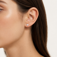 Women's Dainty Gemstone Heart Stud Earrings CZ Non Tarnish Hypoallergenic Gift Erings Women