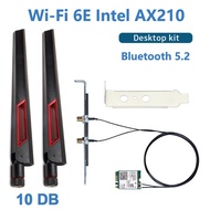 3000Mbps Wi-Fi 6E Intel AX210 Bluetooth 5.2 Desktop Kit Wifi 6 AX200 Card 10DB Antenna 802.11ax 2.4G/5Ghz/6Ghz AX210NGW Adapter