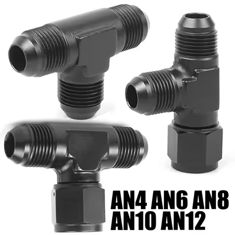 Aluminum Flare Tee Fitting AN4 AN6 AN8 AN10 AN12 Male With 4 6 8 10 12 AN Female Swivel On Side Adap