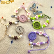 [DEMO3] Star Heart Chain Watch, Beaded Dopamine Bracelet Watch,  Pendant Adjustable Quartz Watch Wom