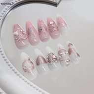 [woyao2] Cute Sweet Bow Press On Nails Fake Nails Set Artificial Art Nails Finger Manicure For Women