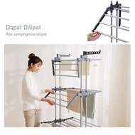 JEMURAN DRYING RACK 4 SUSUN JEMURAN HANDUK SEPREI GANTUNGAN LIPAT BERODA KAPASITAS BESAR RAK JEMUR P