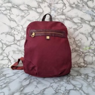 TAS RANSEL WANITA ELEGANCE PARIS NYLON MAROON SECOND BRANDED IMPORT