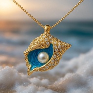 Dellon Popular Fashion Creative Niche Light Luxury Design Sense Ocean Conch Inlaid Zircon Pendant Ne