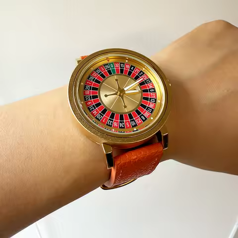 Relogio Masculino Rotating Roulette Watch for Men Gold Luxury Quartz Watch Casino Design Spinning Di