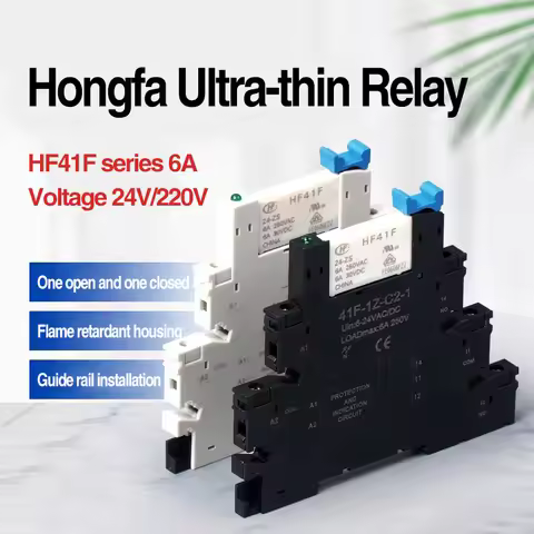 Din Rail Slim Relay Module 41F-1Z-C2-1 Integrated PCB Mount With Relay Holder 12VACDC 24VACDC Relay 
