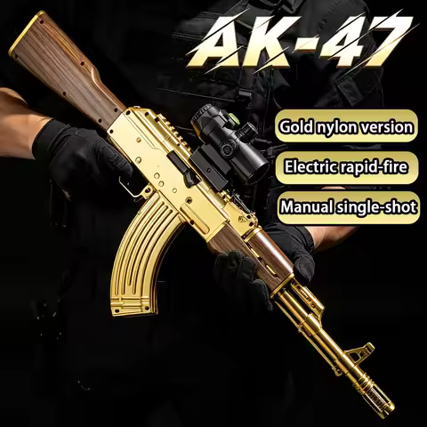 AK-47 Gold Gel Blaster (Orbeez gun) with modular battery; suitable for outdoor shooting games; ammo 