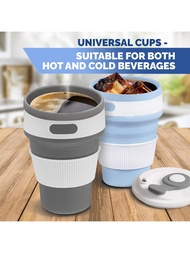 2pcs Foldable Coffee Cups - 12oz Leak-Proof Travel Mug, Silicone, Collapsible And Portable, Suitable