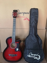 กีต้าร์โปร่ง Overspeedขนาด 38 นิ้ว  รุ่นOS38C สีแดง แถมฟรีกระเป๋าใส่กีต้าร์ ปิ๊กกีต้าร์ 2 ชิ้น และเห