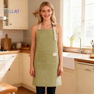 (DL) Multifunctional Cooking Apron Cooking Apron Waterproof Striped Kitchen Apron for Men and Women 