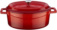 Lava 121LV-O-TC-25-K2-RD Trendy Cast Iron Oval Casserole, 3.2L, Red