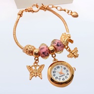 Jam Tangan Gelang Wanita Titanium Modis Perhiasan Display Quartz Lengkap Liontin Mewah