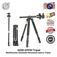 QZSD Q999H Professional Multifunction  Aluminium Horizontal Camera Tripod Monopod with Ball Head Cen